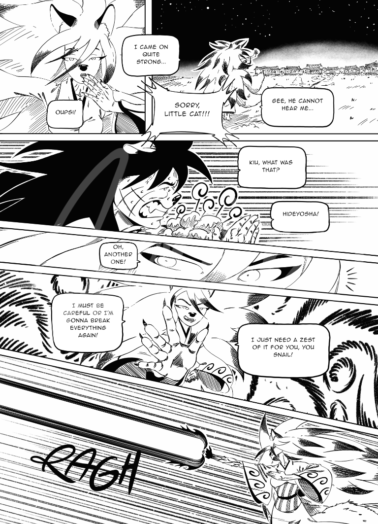 no sooner had he apologized without hope of being heard than kitsune launched an attack on kensha.