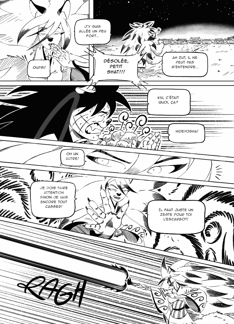 à peine s'être excusé sans espoir d'être entendu que kitsune lance une attque sur kensha.